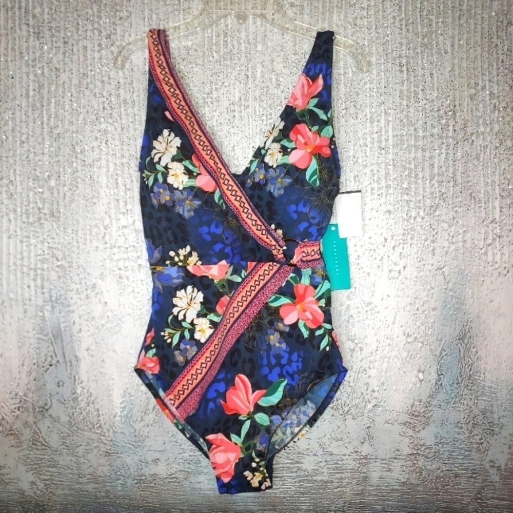Aqua GREEN Floral One Piece Swimsuit